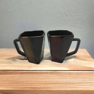 JA Designs La Dolce Vita Quadric Coffee Mugs Set of 2 Retro Ceramic 4.5" Vintage